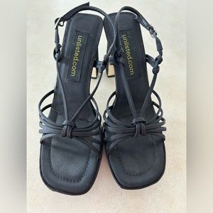 Unlisted Brand Black Fabric Strappy Sandals Size 6-1/2M- Excellent Used Cond.
